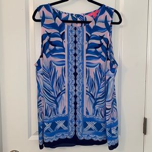 Lilly Pulitzer Iona Top Pink Tropics Heat Wave Engineered Top Size XL